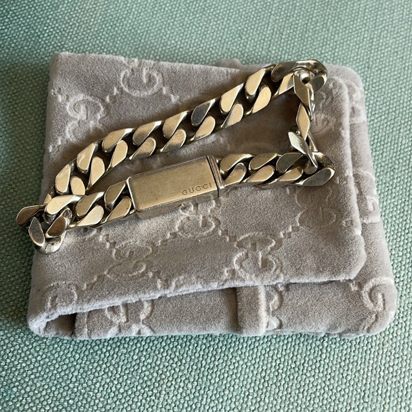 Authentic Gucci Silver Chain Link Bracelet Size 18 - Picture 1 of 11